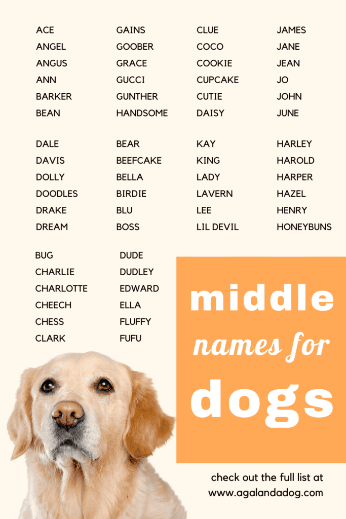 a list of middle names for dogs.